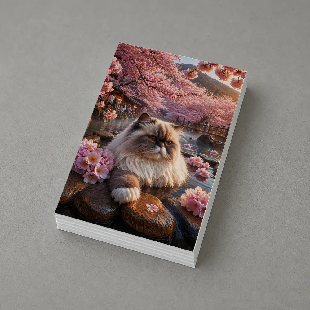 Himalayan Cat Cherry Blossoms Japanese Hot Springs – Postcards