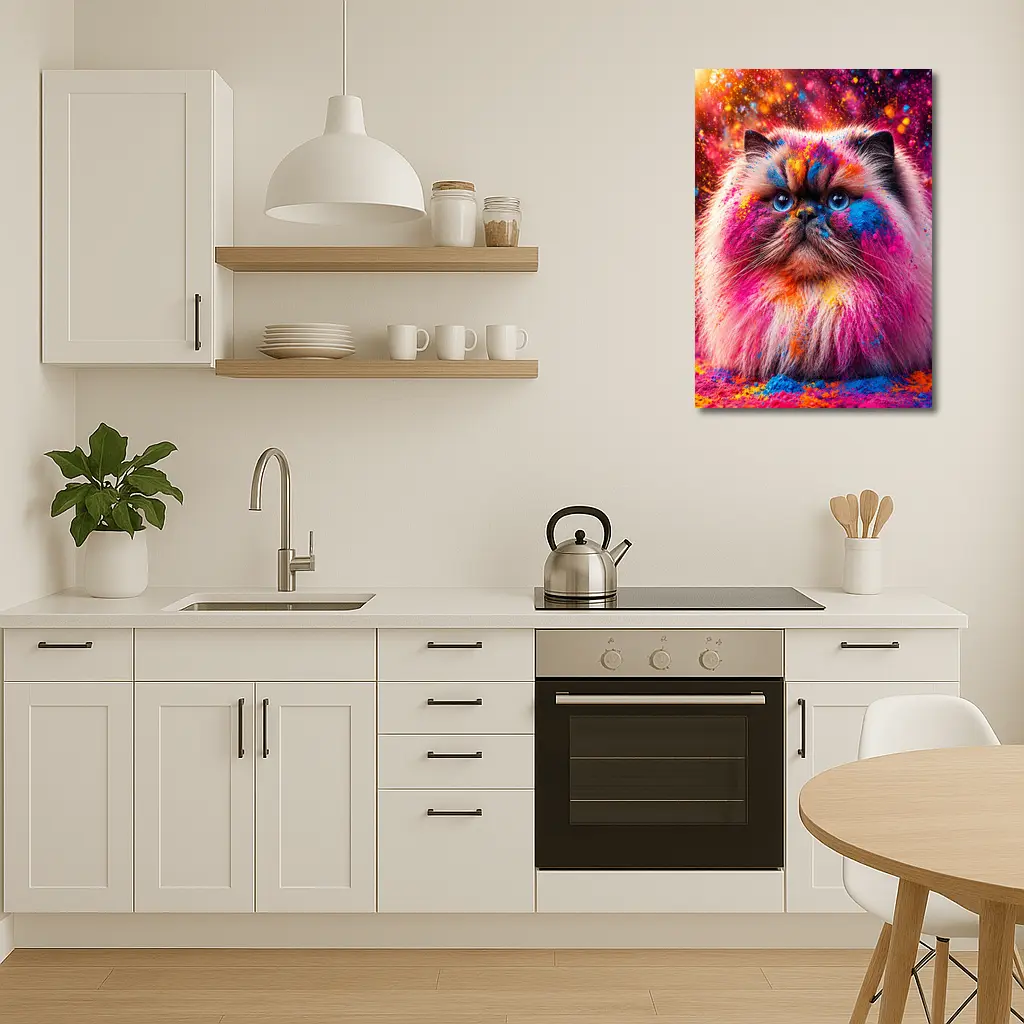 Himalayan Cat Covered In Colorful Holi Powder – Wall Art