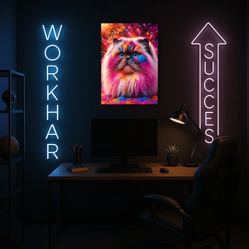 Himalayan Cat Covered In Colorful Holi Powder – Wall Art