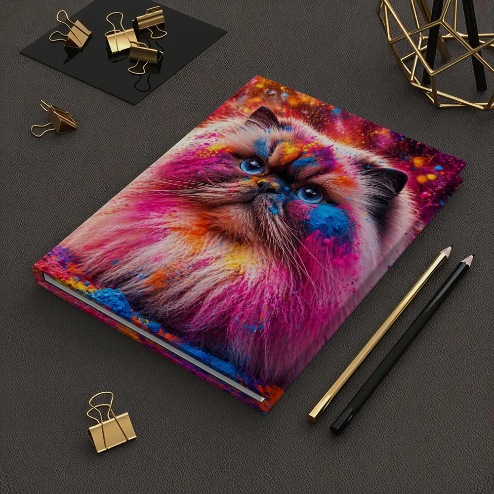 Himalayan Cat Covered In Colorful Holi Powder – Notebooks