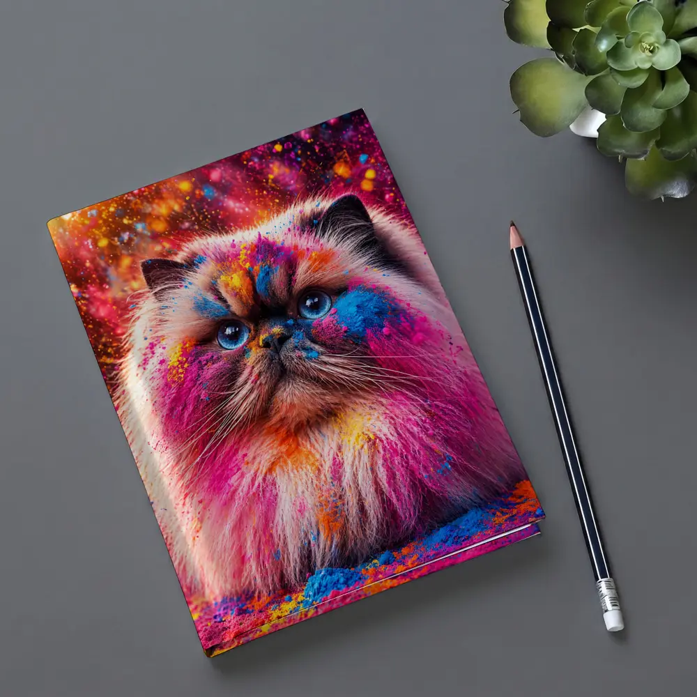 Himalayan Cat Covered In Colorful Holi Powder – Notebooks