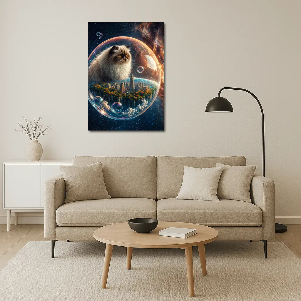 Himalayan Cat Floating in Space Bubble – Wall Art