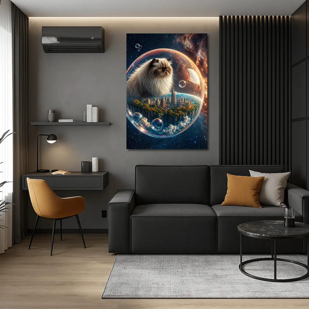Himalayan Cat Floating in Space Bubble – Wall Art