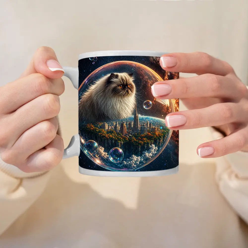 Himalayan Cat Floating in Space Bubble – Mugs