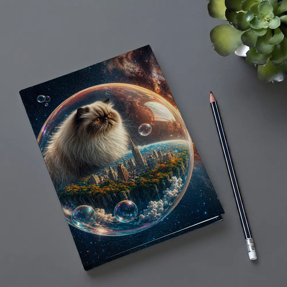 Himalayan Cat Floating in Space Bubble – Notebooks