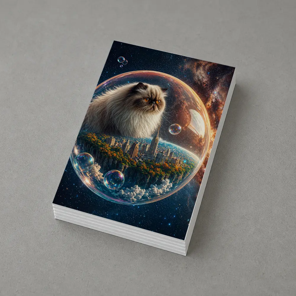 Himalayan Cat Floating in Space Bubble – Postcards