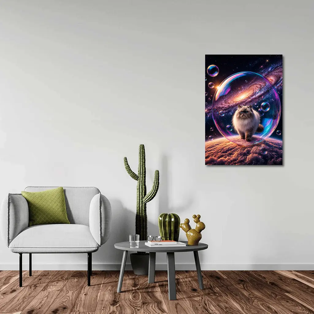 Himalayan Cat Floating Space Galaxy Bubble – Wall Art