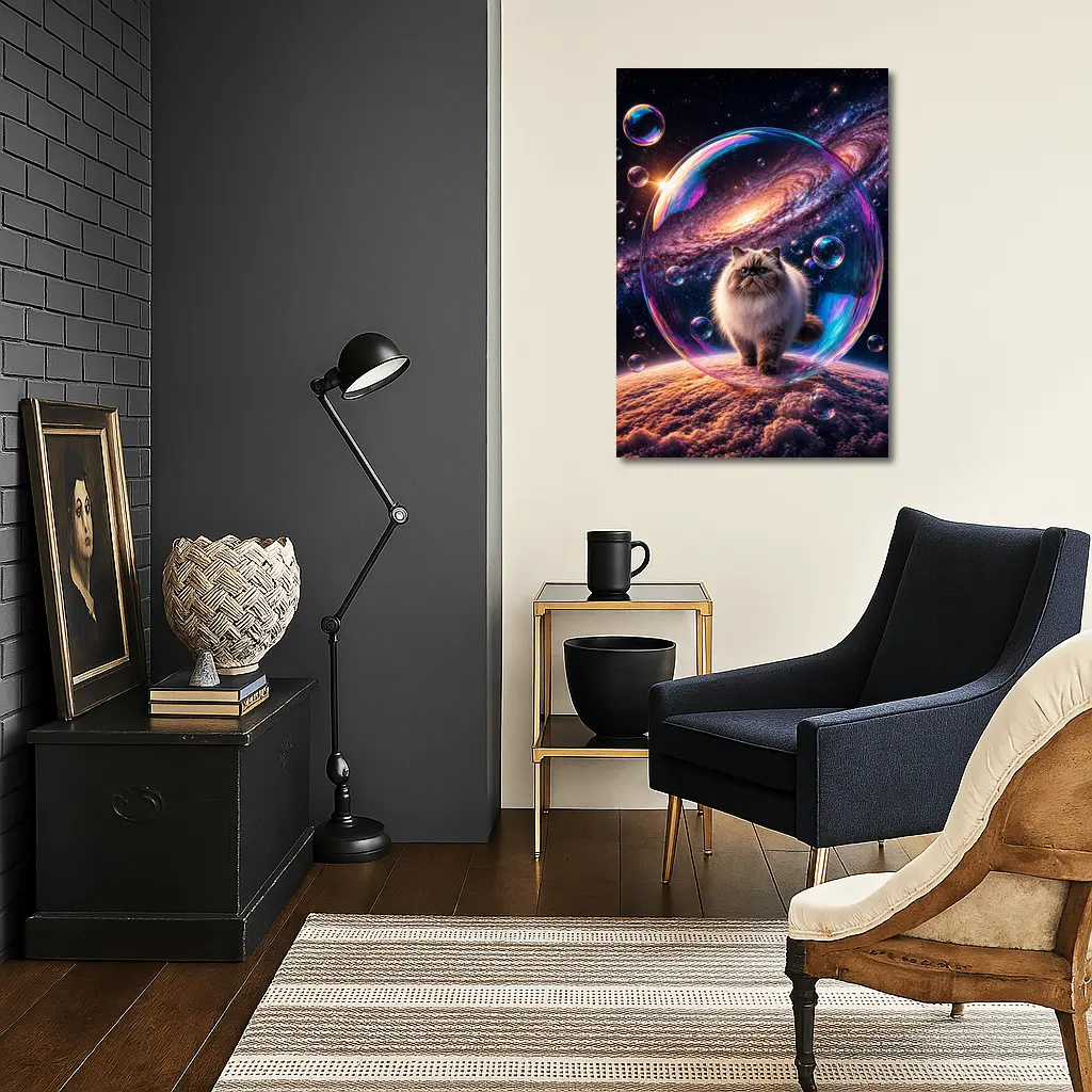 Himalayan Cat Floating Space Galaxy Bubble – Wall Art