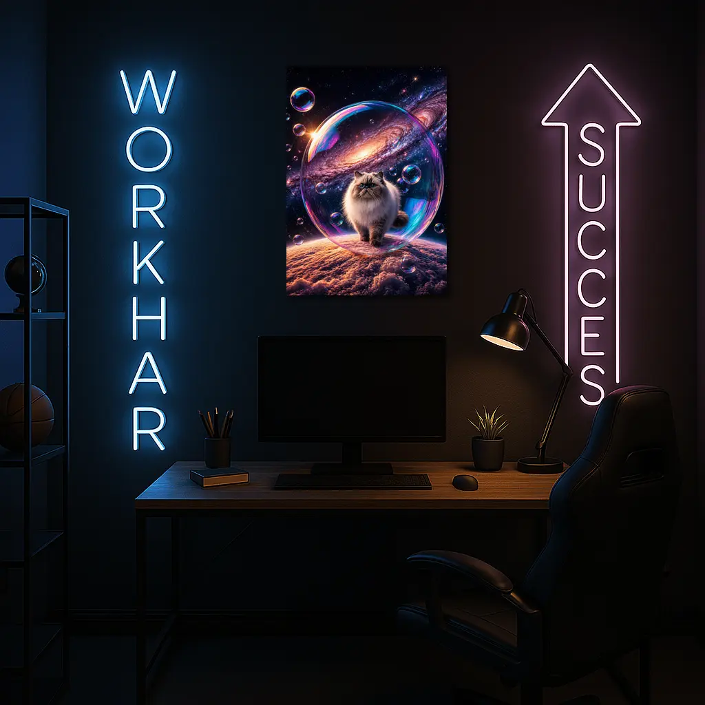 Himalayan Cat Floating Space Galaxy Bubble – Wall Art