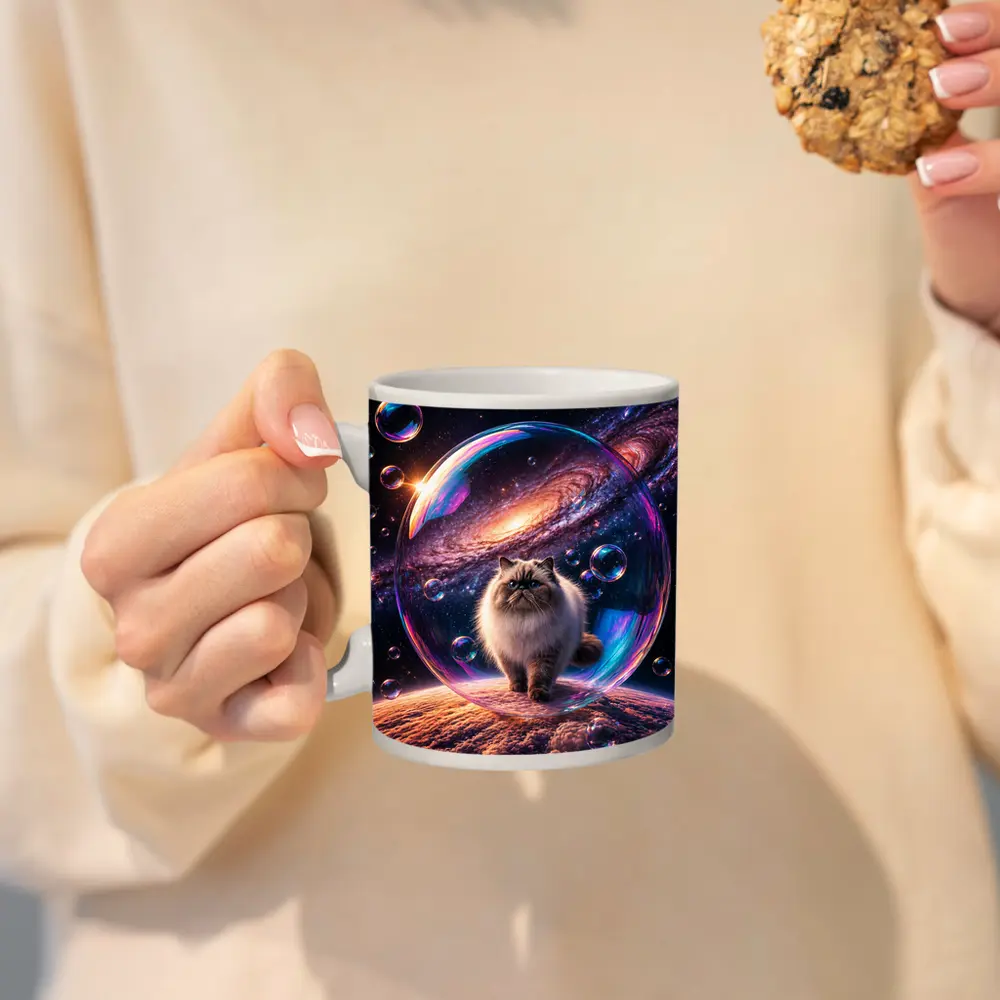Himalayan Cat Floating Space Galaxy Bubble – Mugs