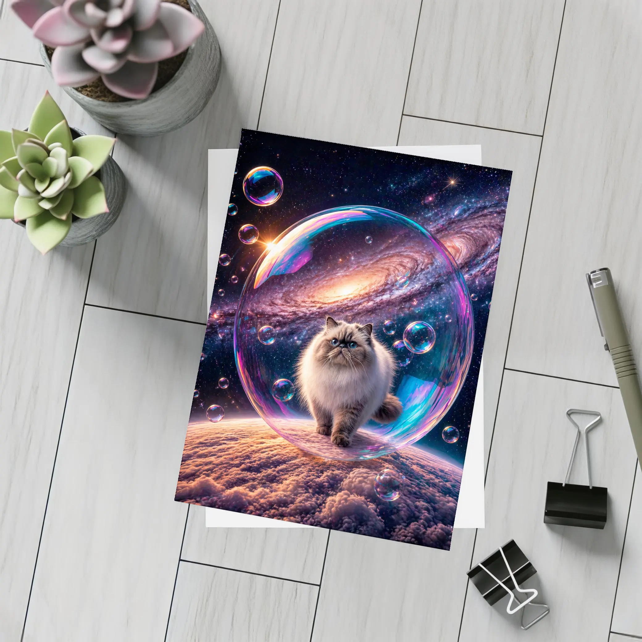 Himalayan Cat Floating Space Galaxy Bubble – Postcards