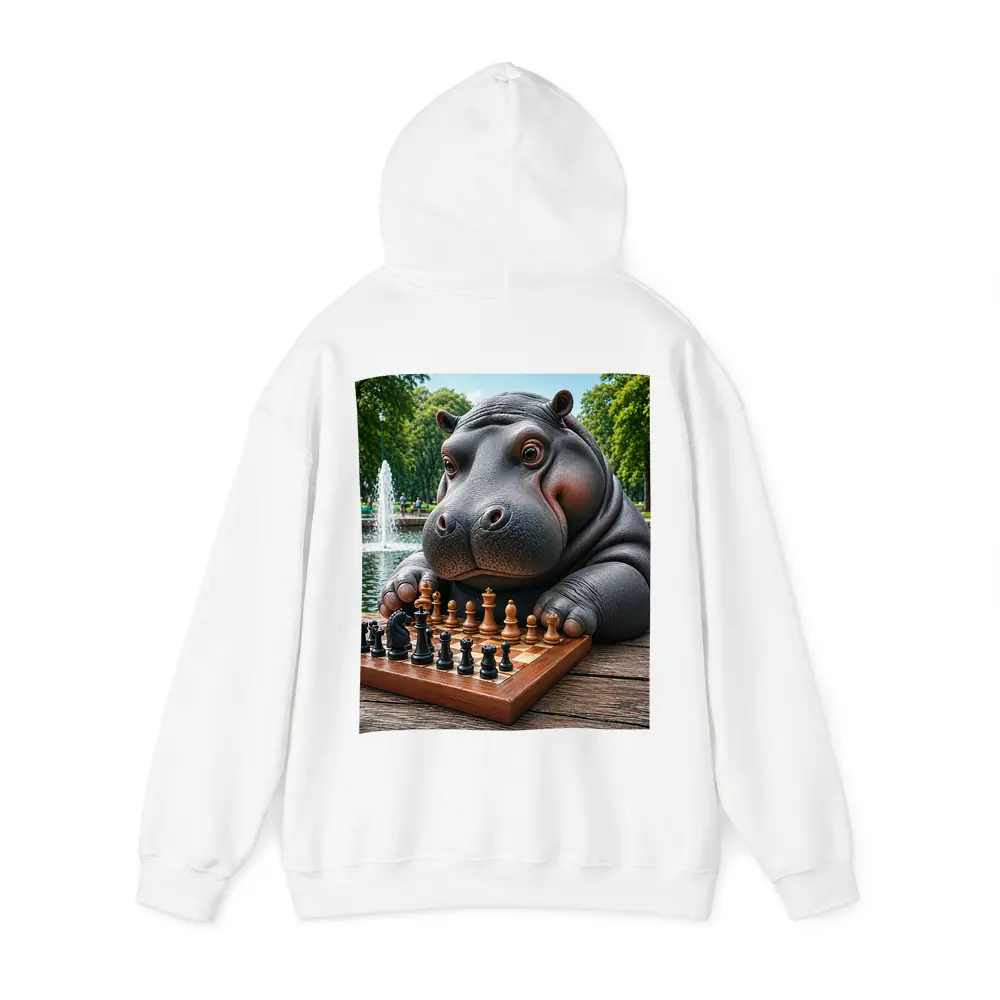 Hippo Playing Chess in Sunny Park – Hoodies