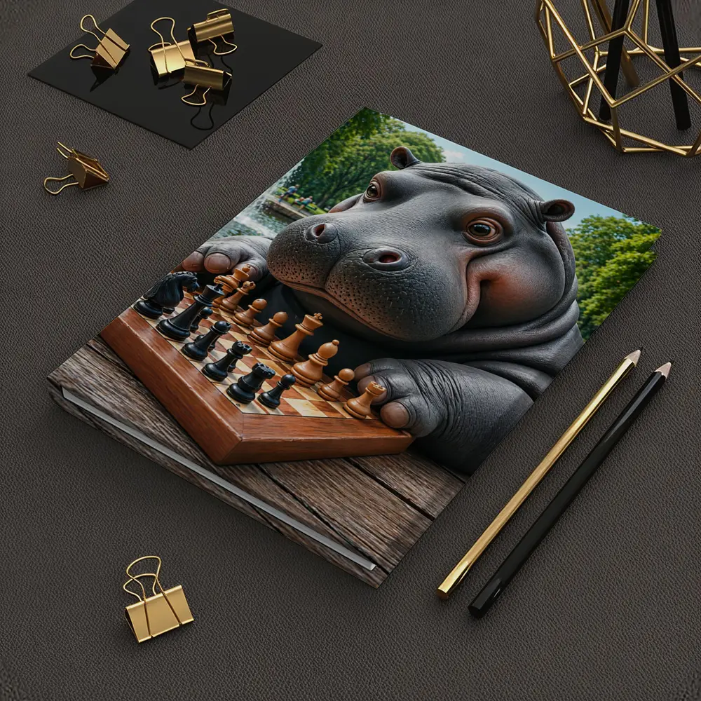 Hippo Playing Chess in Sunny Park – Notebooks