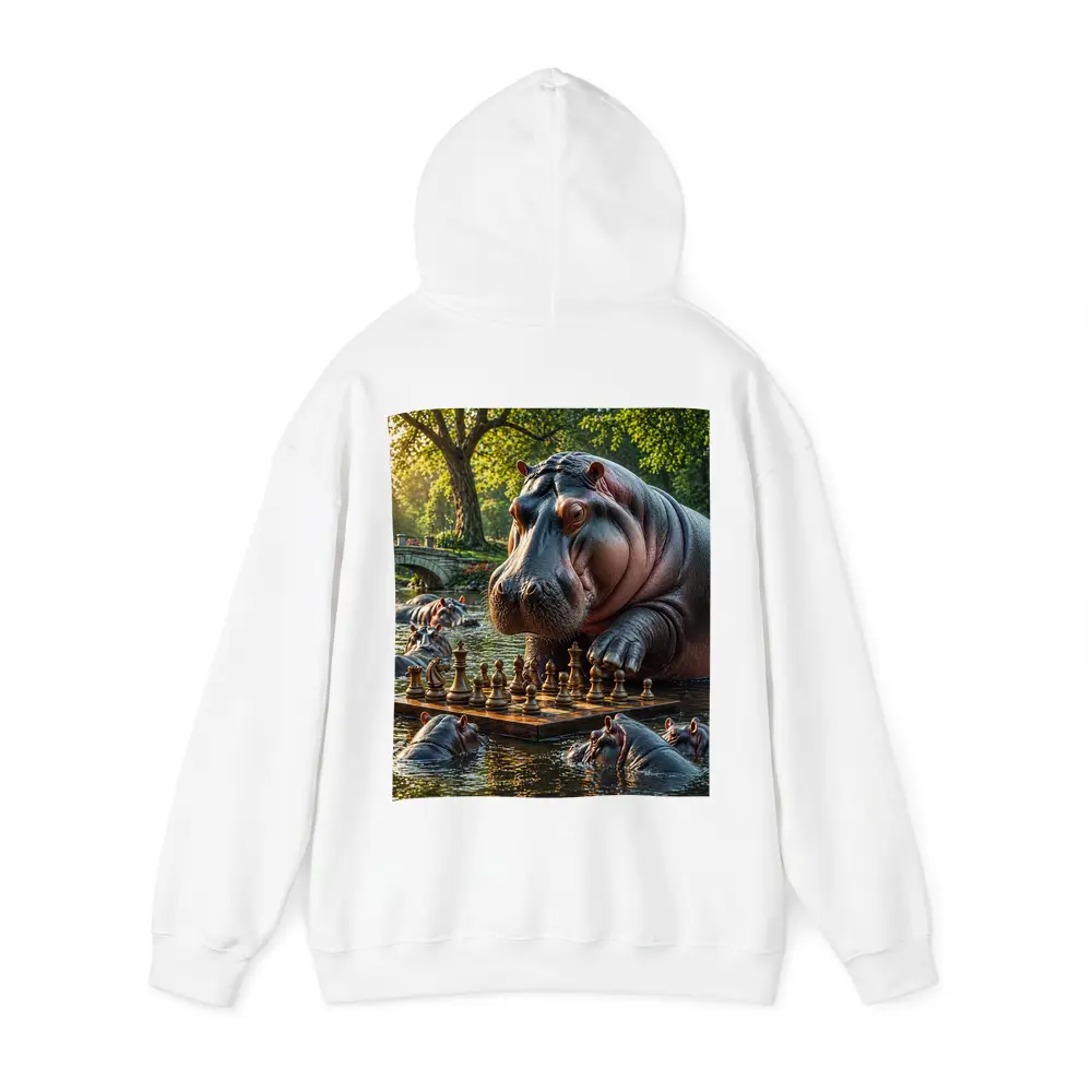 Hippo Playing Chess in Sunny Park – Hoodies