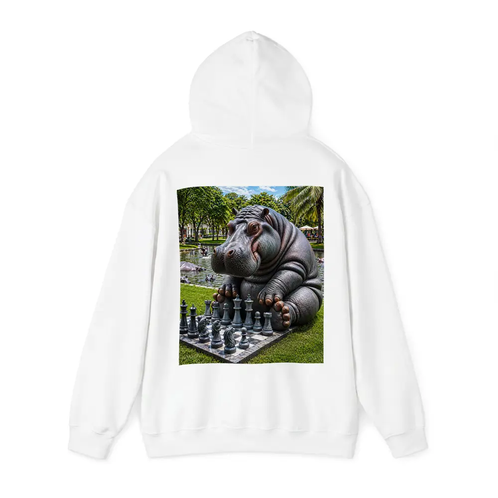 Hippo Playing Chess in Sunny Park – Hoodies