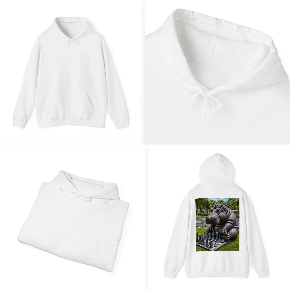 Hippo Playing Chess in Sunny Park – Hoodies