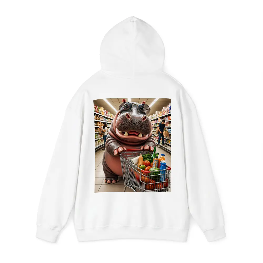 Hippo Wearing Sunglasses Grocery Shopping Supermarket – Hoodies