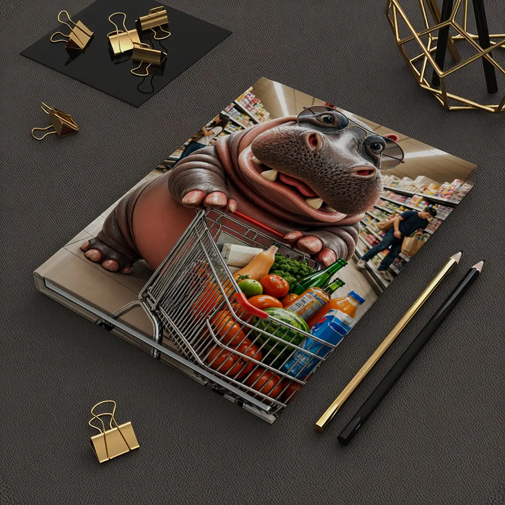 Hippo Wearing Sunglasses Grocery Shopping Supermarket – Notebooks
