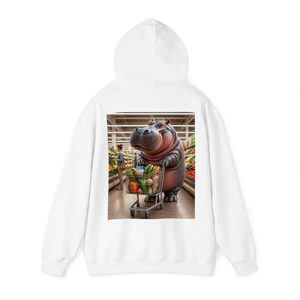 Hippo Shopping Groceries In Supermarket – Hoodies
