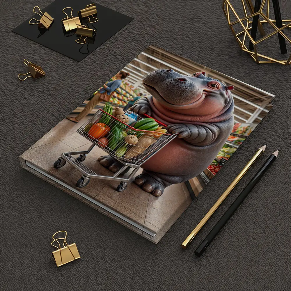 Hippo Shopping Groceries In Supermarket – Notebooks