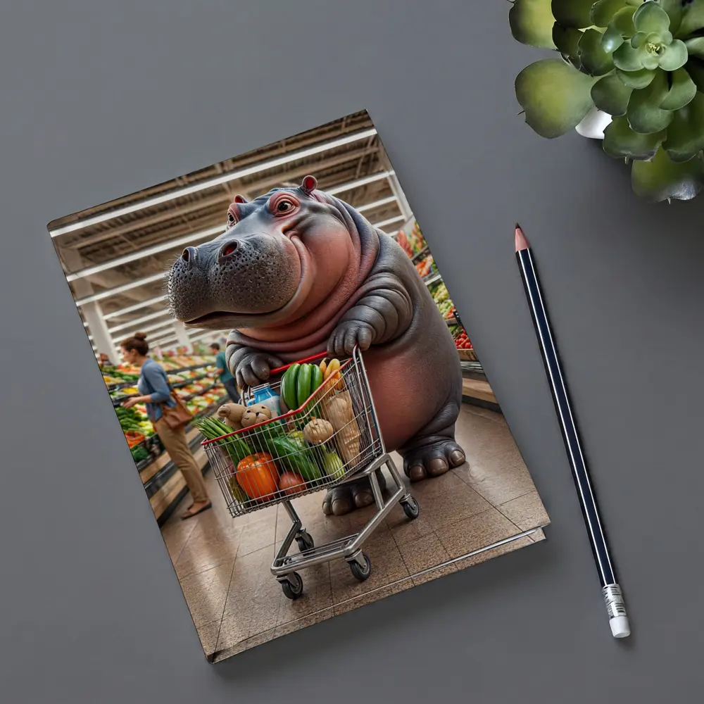 Hippo Shopping Groceries In Supermarket – Notebooks
