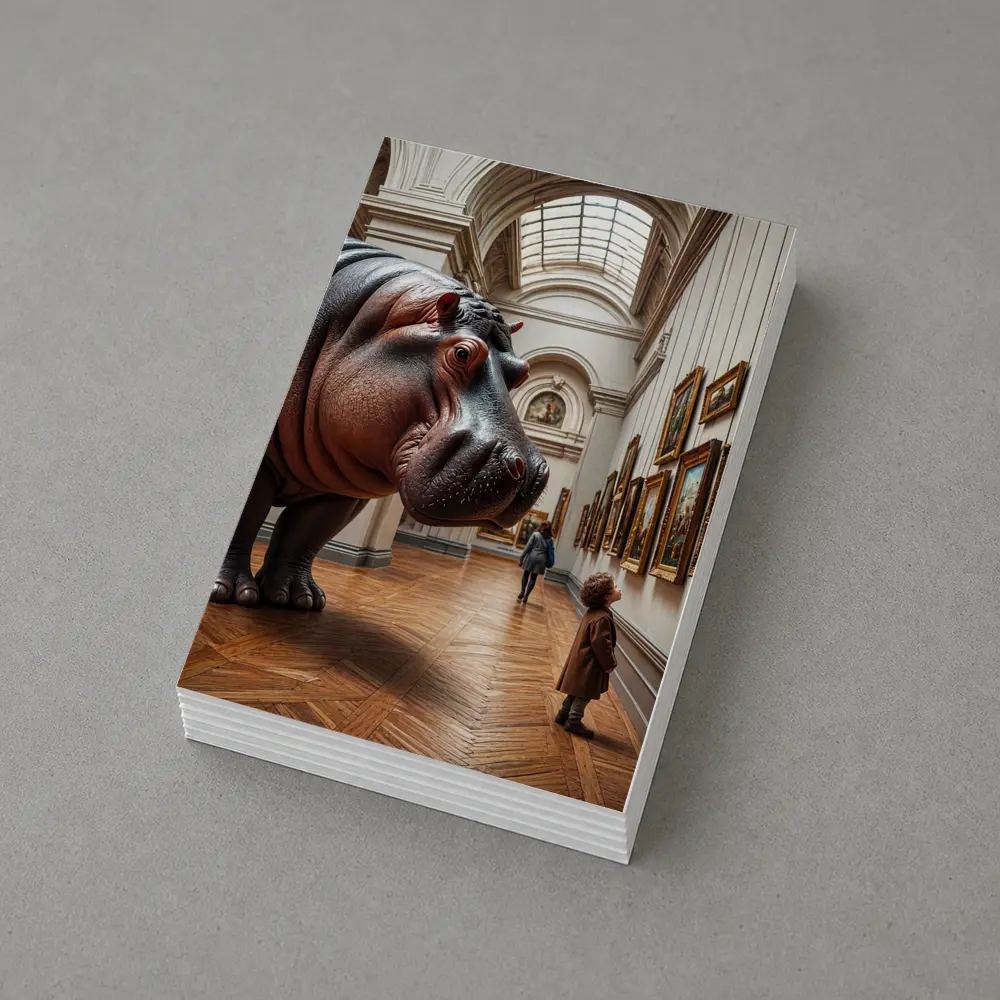 Hippopotamus Child Encounter Inside Art Museum – Postcards