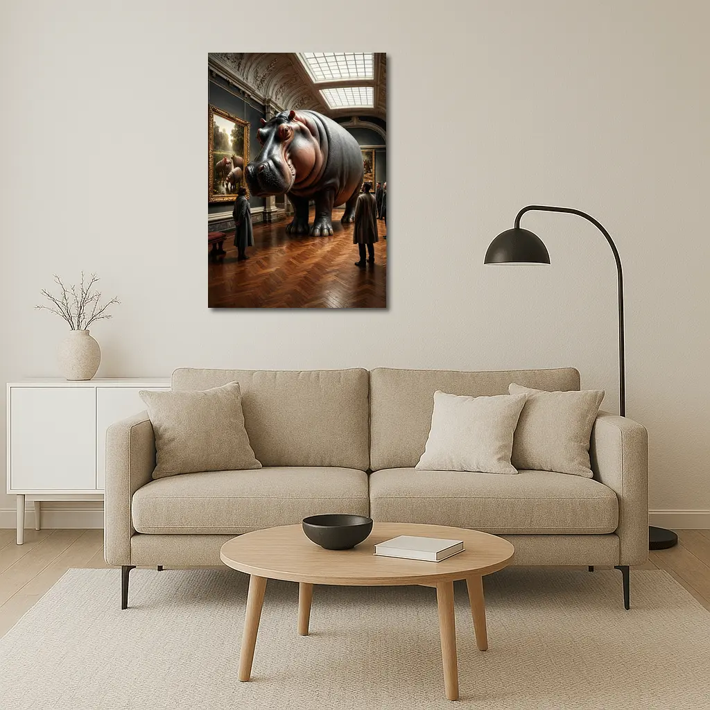 Giant Hippo Inside Classic Art Museum Gallery – Wall Art