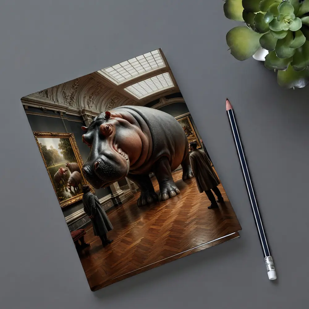Giant Hippo Inside Classic Art Museum Gallery – Notebooks