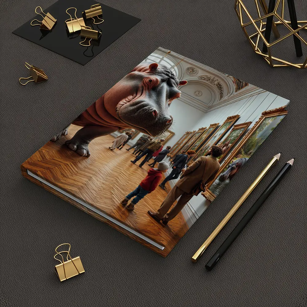 Hippopotamus Visiting Art Museum Gallery Interior – Notebooks