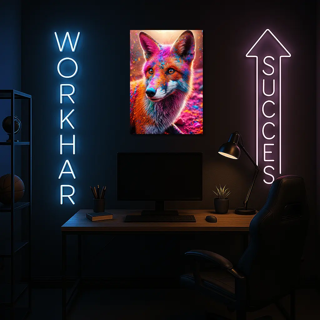 Colorful Fox Portrait Holi Powder Splash – Wall Art