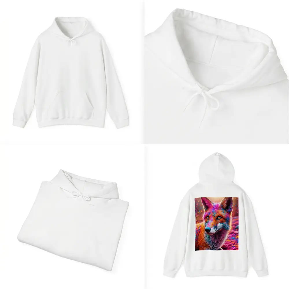 Colorful Fox Portrait Holi Powder Splash – Hoodies