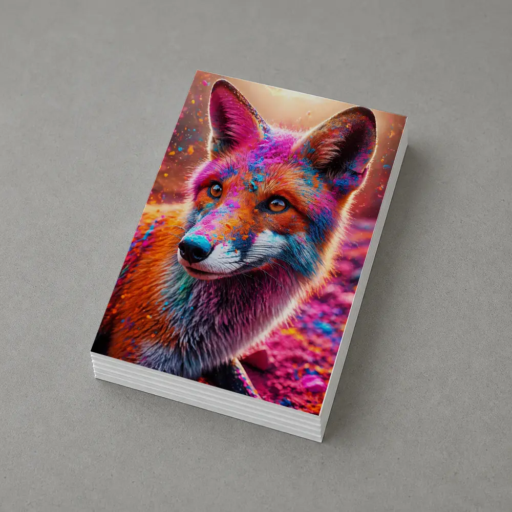 Colorful Fox Portrait Holi Powder Splash – Postcards