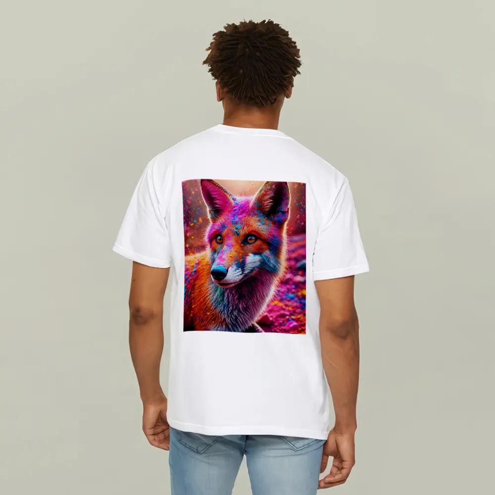 Colorful Fox Portrait Holi Powder Splash – T-Shirts
