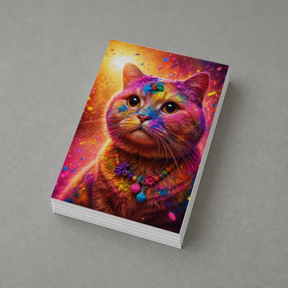Colorful Cat Covered In Rainbow Holi Powder – Postcards