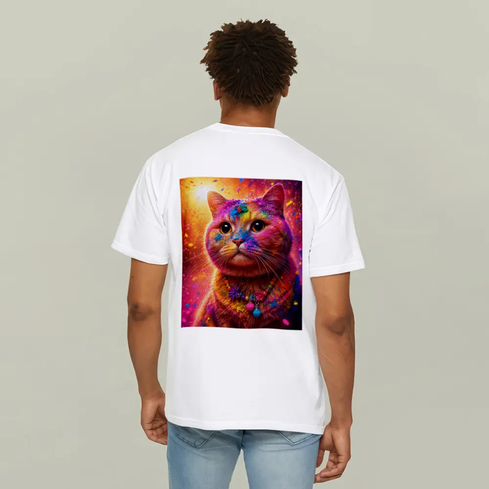 Colorful Cat Covered In Rainbow Holi Powder – T-Shirts