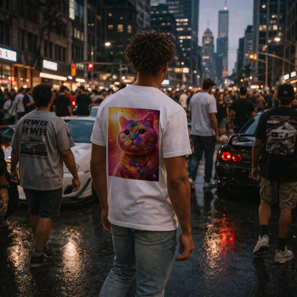 Colorful Cat Covered In Rainbow Holi Powder – T-Shirts