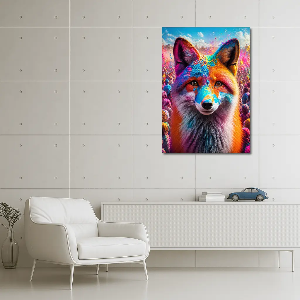 Fox Portrait Holi Color Powder Festival – Wall Art