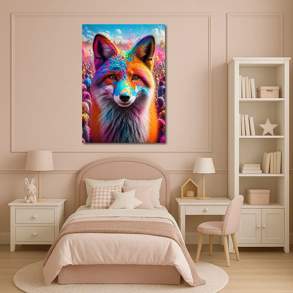 Fox Portrait Holi Color Powder Festival – Wall Art