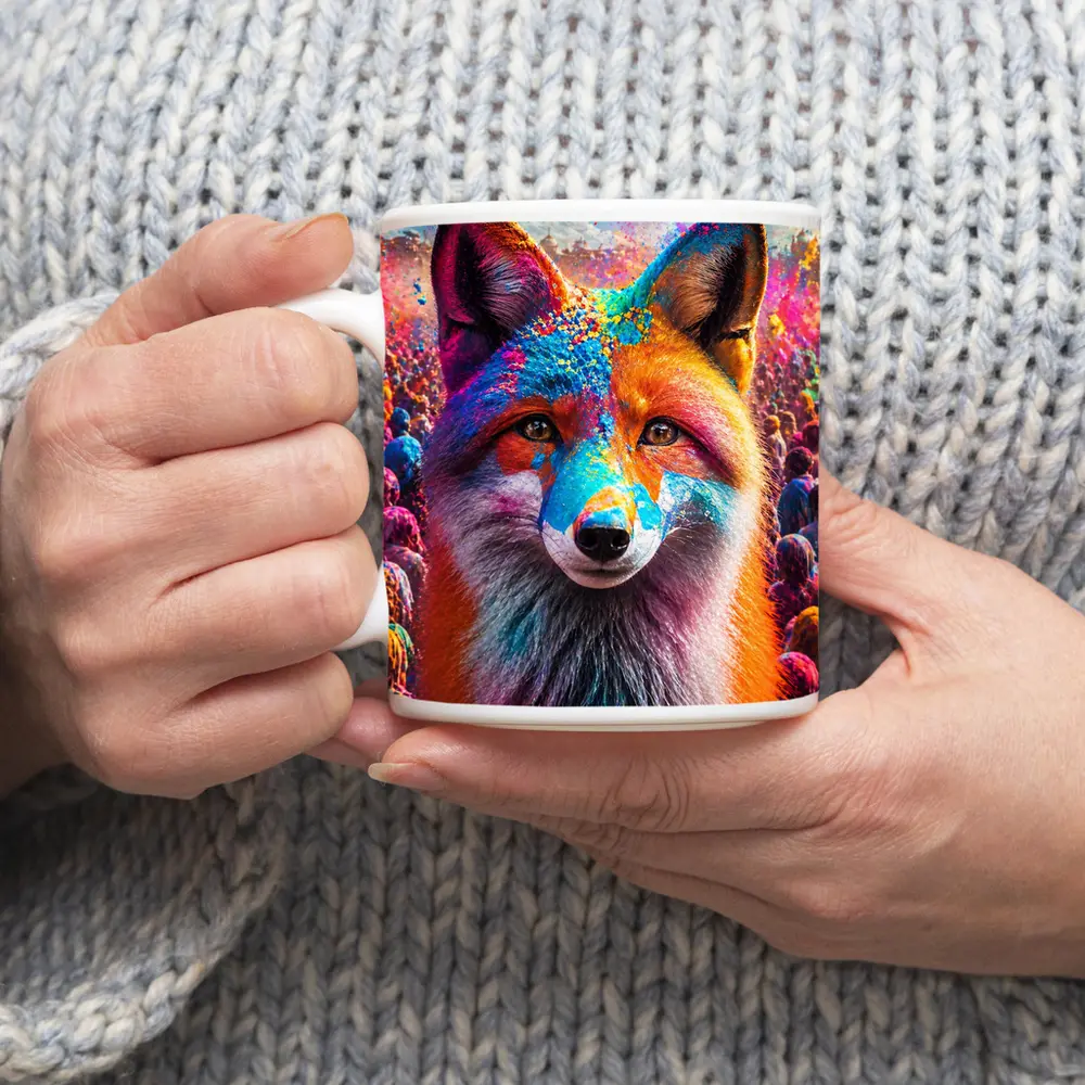 Fox Portrait Holi Color Powder Festival – Mugs