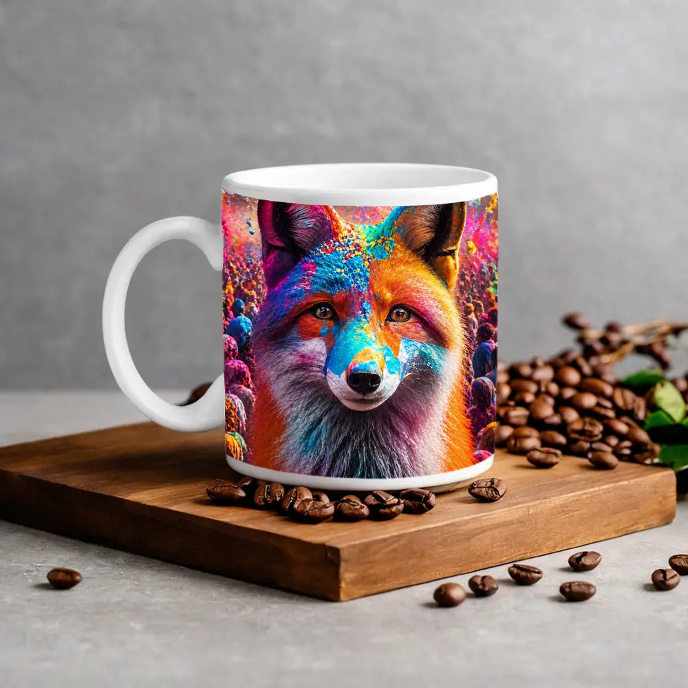 Fox Portrait Holi Color Powder Festival – Mugs