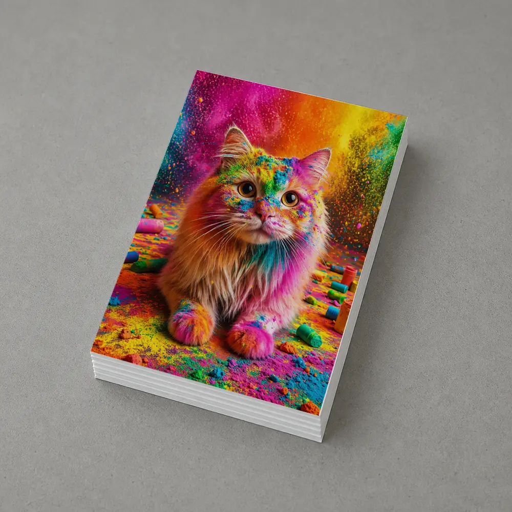 Fluffy Cat Covered In Colorful Holi Powder – Postcards