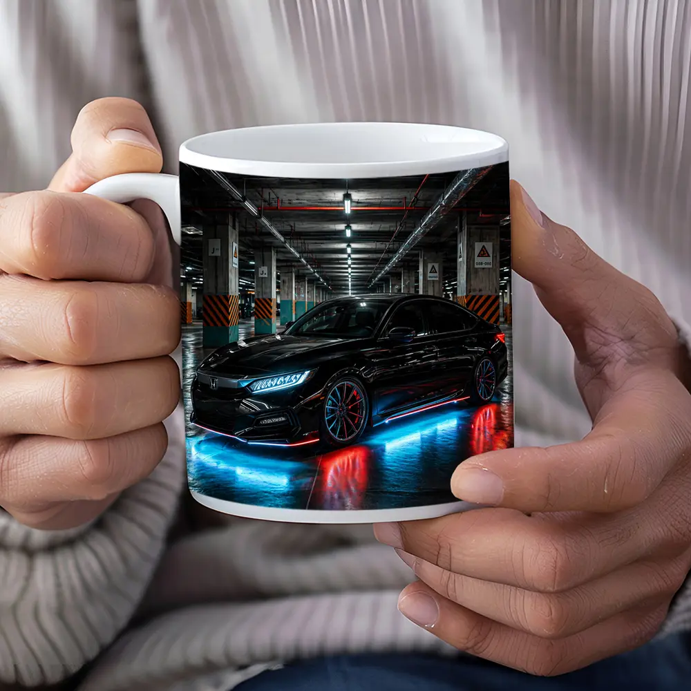 Honda Civic Neon Lights Underground Parking – Mugs