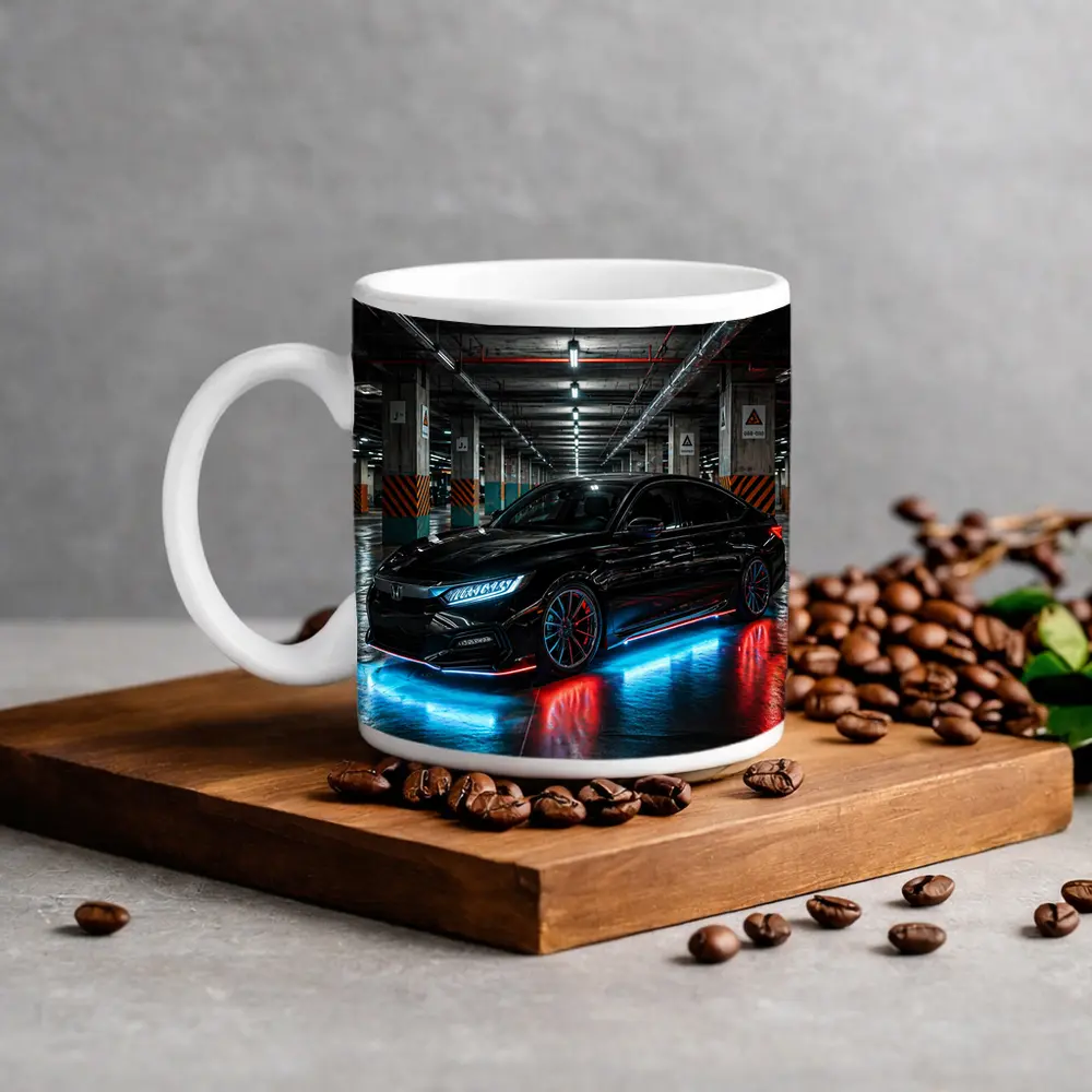 Honda Civic Neon Lights Underground Parking – Mugs