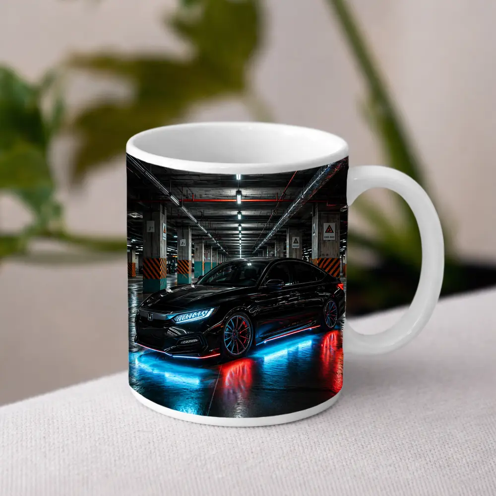 Honda Civic Neon Lights Underground Parking – Mugs