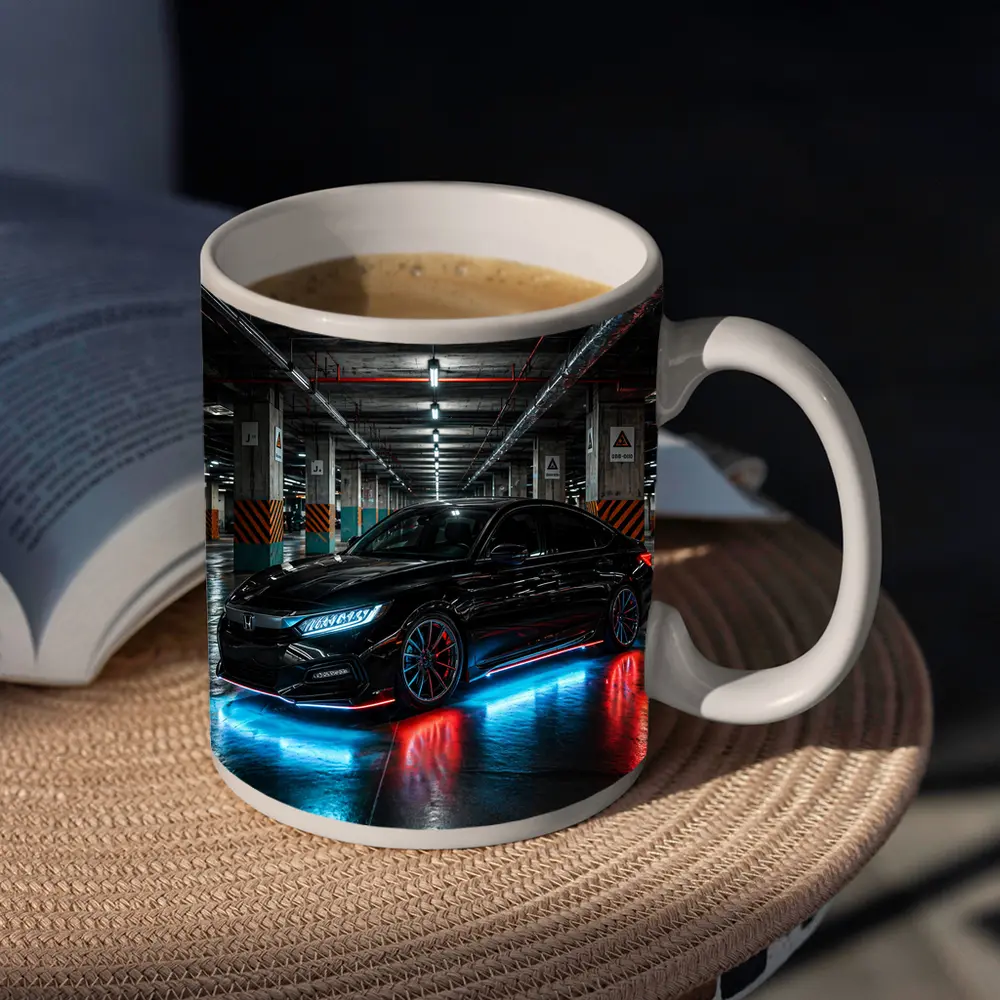 Honda Civic Neon Lights Underground Parking – Mugs