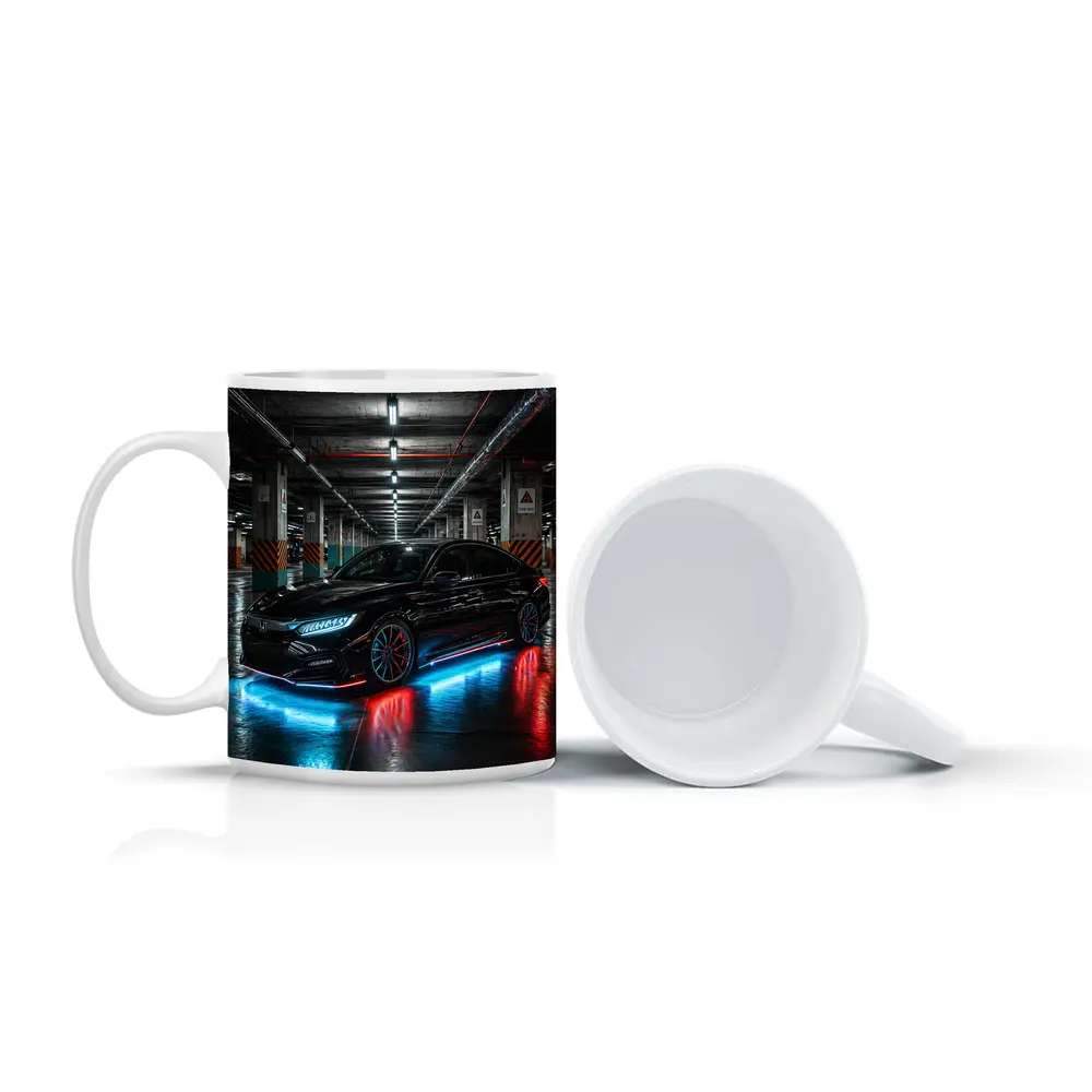 Honda Civic Neon Lights Underground Parking – Mugs