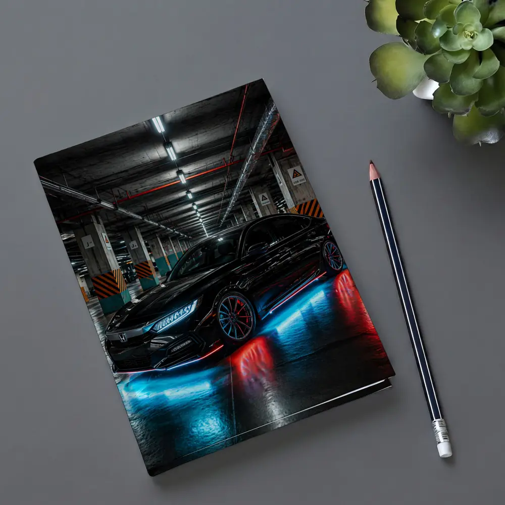 Honda Civic Neon Lights Underground Parking – Notebooks