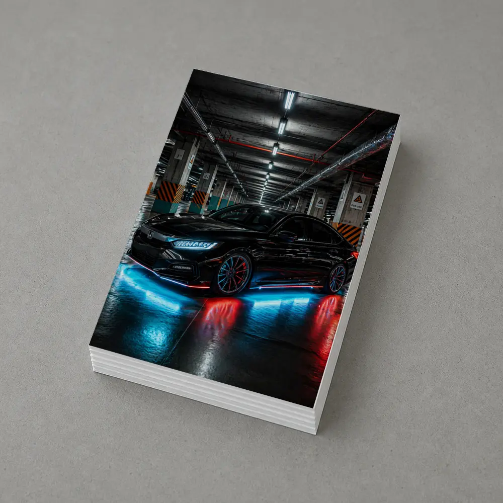 Honda Civic Neon Lights Underground Parking – Postcards
