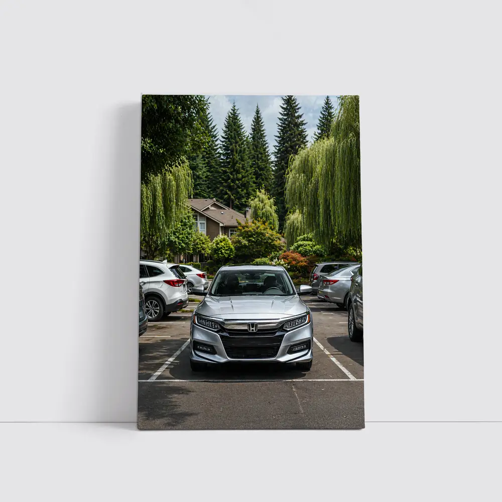 Honda Accord Silver Parked Green Trees – Wall Art