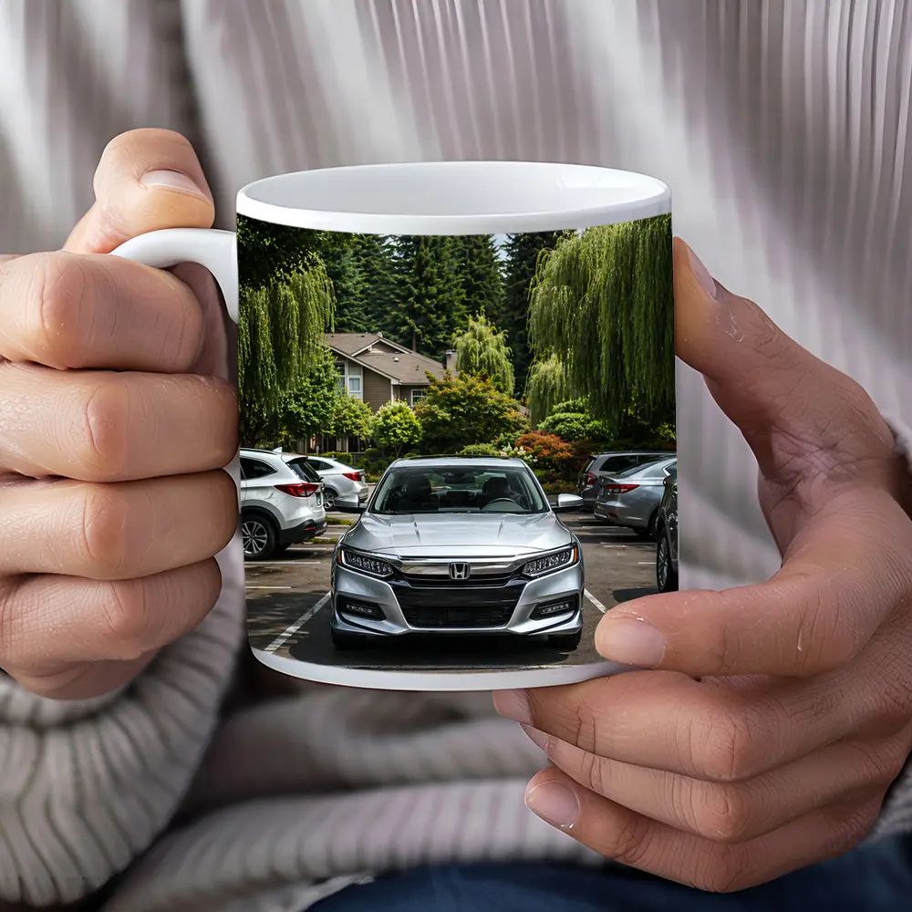Honda Accord Silver Parked Green Trees – Mugs